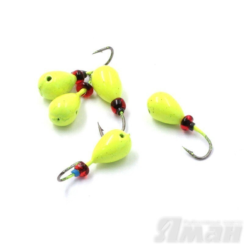 Мормышка литая Яман Капля, 0,6 г, Kumho №28, цвет фц. желтый (5 шт.) Я-МР1247ФЖ (60861)