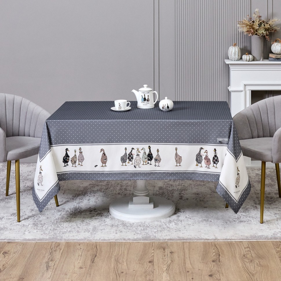 Скатерть "family farm" 160х220см ,100% хлопок, графит , твил, пропитка Lefard (850-747-21)
