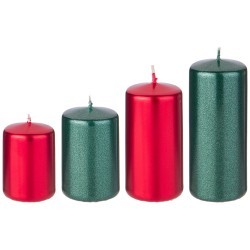 Набор свечей adpal из 4 шт   7/8/10/12*5 см красный и зеленый металлик Adpal (348-864)