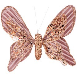 Бабочка для декора "ажур" с клипсой диаметр=20 см цвет:pink Lefard (136-102)