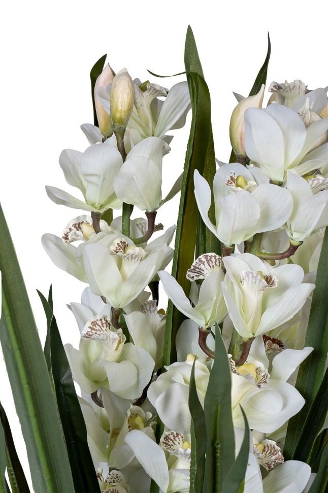 Орхидея CYMBIDIUM искусств. белая в горшке h110 см (TT-00012901)