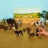 Игрушки фигурки в наборе серии "На ферме", 8 предметов (девушка-фермер, 4 жеребенка, ограждение-загон, инвентарь) (ММ205-032)