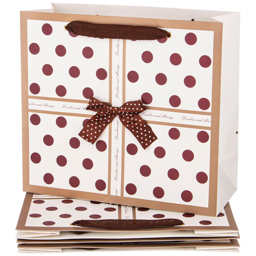 Комплект бумажных пакетов из 4 шт. "горошек" 30*27*12 см Lefard (521-228)