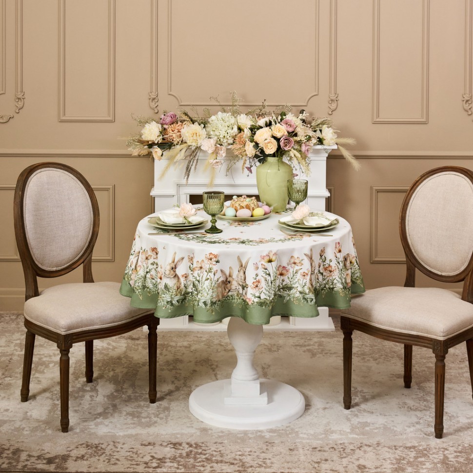 Скатерть круглая "sense" 150см ,зеленый 100%хлопок, твил с пропиткой Lefard (850-753-23)