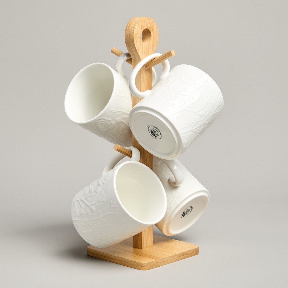 Набор кружек lefard "meadow" 4 шт. 380 мл на дер. подставке Lefard (587-206)