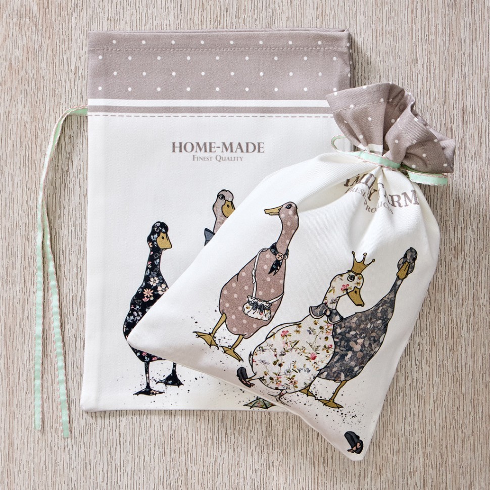 Набор  мешочков из 2-х шт "family farm" 20х29см,100%хлопок,капучино,твил,пропитка Lefard (850-749-91)