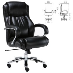 Кресло руководителя Brabix Premium Status HD-003 до 250 кг, кожа, черное 531821 (71821)