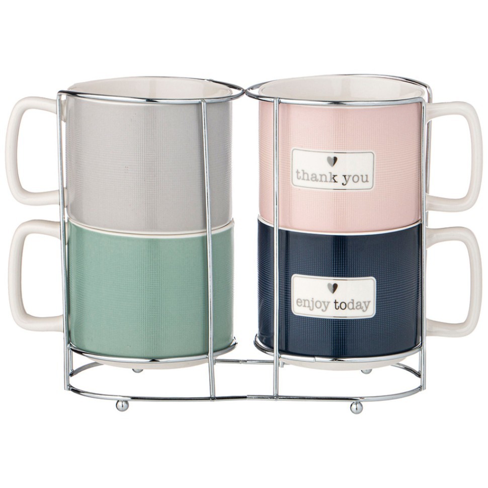 Набор кружек lefard break time, 350 мл, 4 шт на мет. подставке Lefard (260-660)