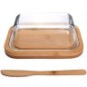 Масленка стекло-бамбук с ножом МВ (30668)