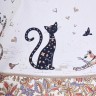 Скатерть круглая "парижские коты" ,150 см, твилл ,белый,пропитка Lefard (850-746-23)