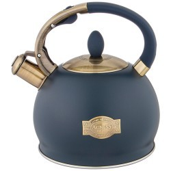 Чайник agness со свистком, 3л c индукцион. капсульным дном цвет: ночной синий Agness (937-841)