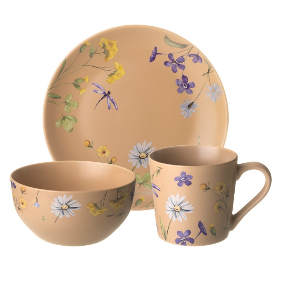 Набор посуды lefard "flowers" 3 предмета: кружка 390мл, салатник 640мл, тарелка 20,5см Lefard (260-1085)