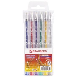 Ручки гелевые Brauberg Jet линия 0,8 мм 6 цветов 141030 (86905)
