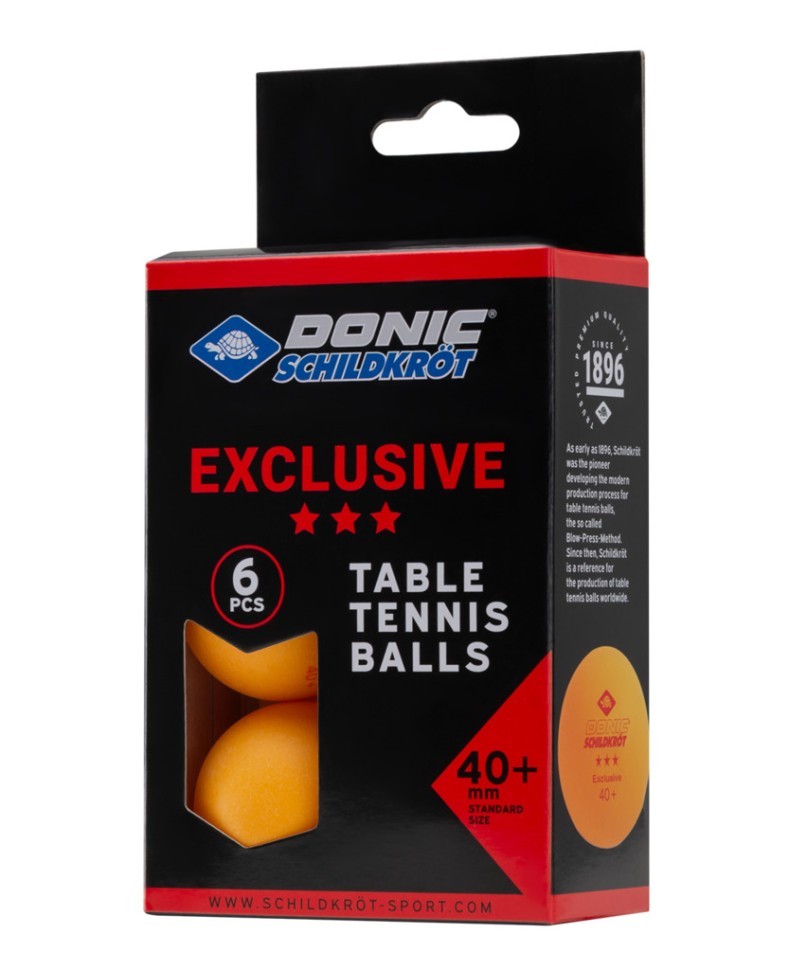 Мяч для настольного тенниса Donic 3* Exclusive, оранжевый, 6 шт. (2111837)