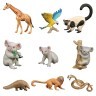 Набор фигурок животных серии "Мир диких животных": 3 коалы, змея, броненосец, жираф, 2 обезьяны, попугай (набор из 9 фигурок) (MM211-266)