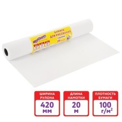 Бумага для рисования рулон 100 г/м2 420 мм х 20 м 112173 (3) (85706)