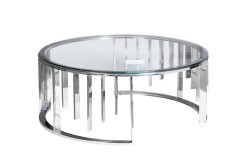 Стол журнальный стекло прозр/серебро d97*38см (TT-00006541)