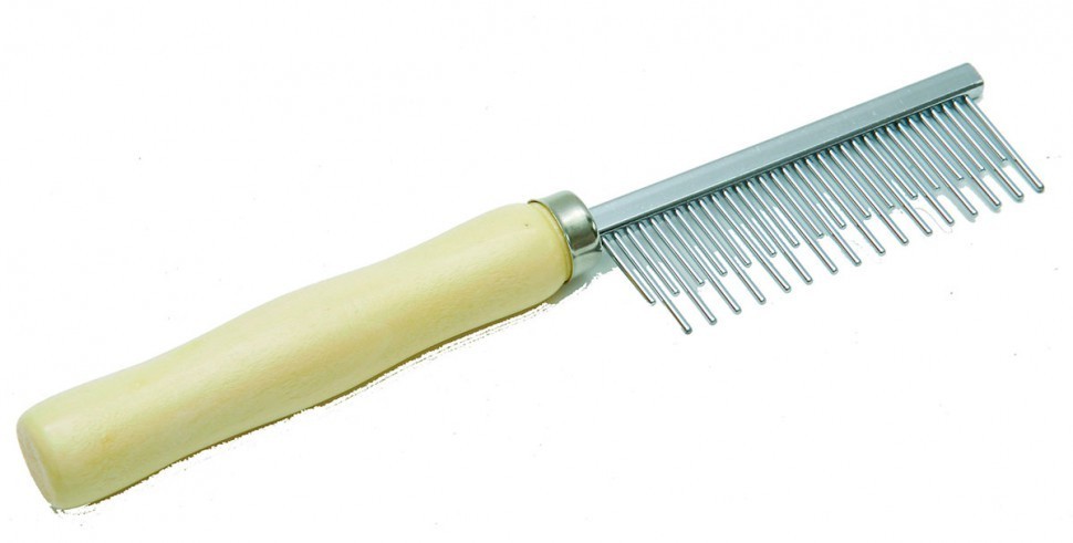 Расческа для собак Каскад деревянная ручка, длинный/короткий зуб №2 (83223)