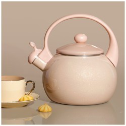 Чайник эмалированный со свистоком с эффектом металлик серия "deluxe" цв:розовый 2,2 л. 14х22 см Agness (901-102)