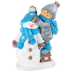 Фигурка декоративная "мальчик со снеговиком" 30*18*46см Lefard (169-653)
