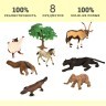 Набор фигурок животных серии "Мир диких животных": антилопа, муравьед, утконос ,слоненок, белка-летяга, пантера, зебра, дерево (набор из 8 предметов) (MM211-268)