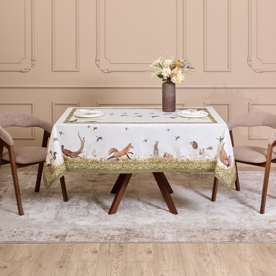 Скатерть "охота" 160х220см ,100% хлопок, твил, пропитка Lefard (850-751-21)
