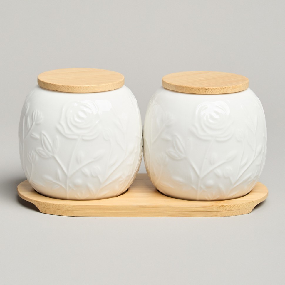 Набор банок lefard "meadow" с дер.крышкой на дер. подставке 2 шт. 19,5*9,5 см 400 мл Lefard (587-210)