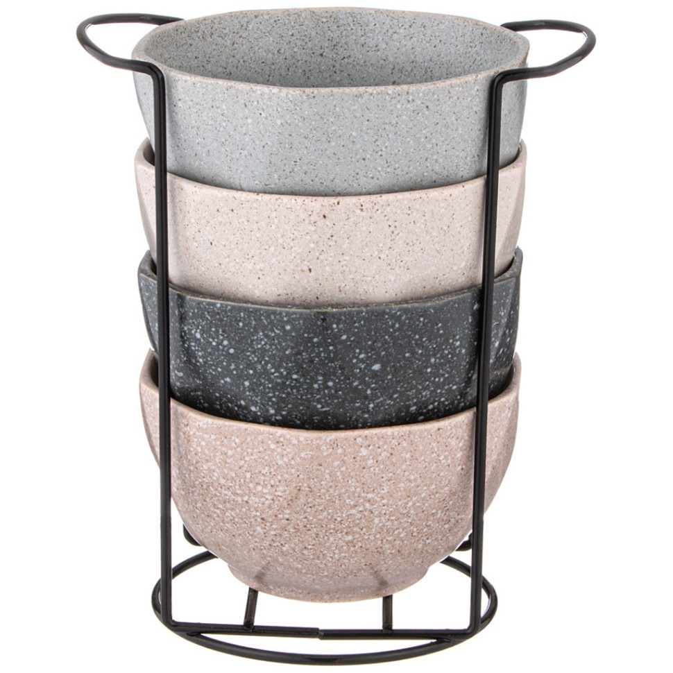 Набор салатников из 4 шт. на метал-ой подставке коллекция "pastel"  11*4,5 см, 330мл Lefard (155-731)