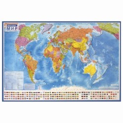 Карта мира политическая интерактивная Brauberg 101х70 см, 1:32М в тубусе 112382 (86135)