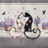 Скатерть "лавандовые коты" 110х140см, серый, 100% хлопок, твил, пропитка Текстильный Мир (850-229-20)