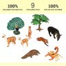 Набор фигурок животных серии "Мир диких животных": павлин, броненосец, тапир, сурикат, лиса, скорпион, 2 ламы, дерево (набор из 9 предметов) (MM211-270)