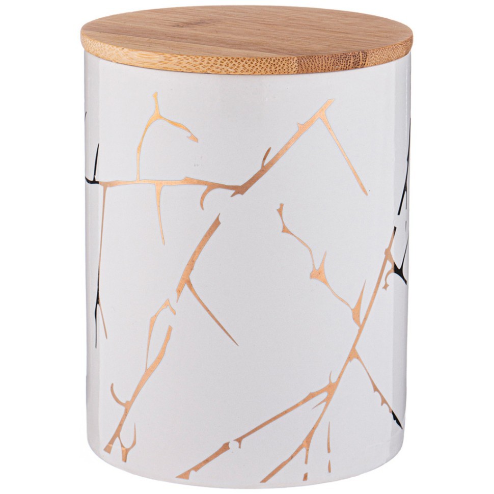 Банка для сыпучих продуктов коллекция "золотой мрамор" 550мл 10,5*13,7 см Lefard (155-707)