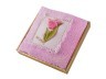 Полотенце с вышивкой 3-d"тюльпан" 50*90см,100% хлопок 400г/м2,розовый (850-120-3) 