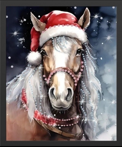 Картина Рождественский всадник с кристаллами Swarovski (2442)
