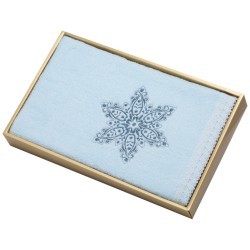Полотенце "снежинка",35х70. махра,голубой,вышивка,100% х\б 400гр\м, кружево SANTALINO (850-331-62)