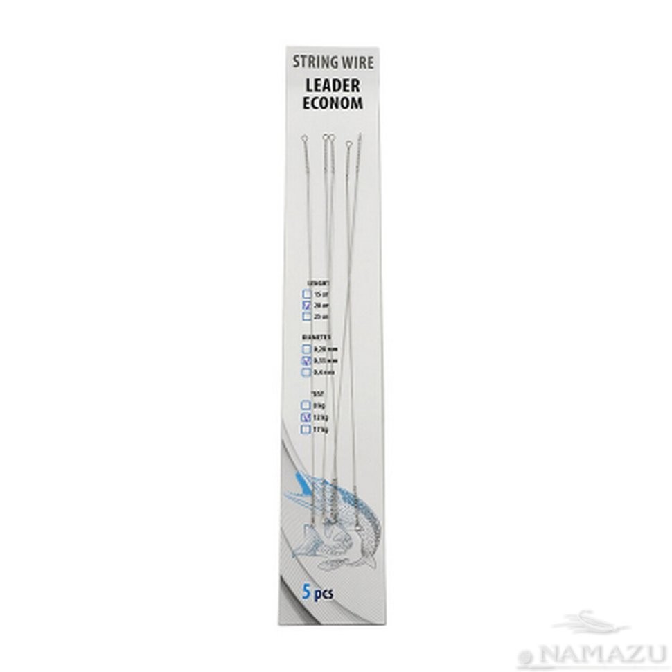 Поводок струна Namazu D0,28 мм, 15 см, до 8 кг 5 шт N-LSW28-15L (71429)