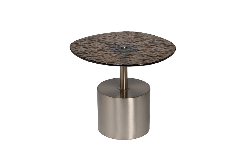 Стол журнальный, стекло рельефное тонированное d 52*50*45см (TT-00014152)