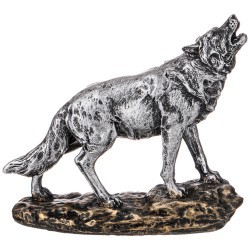 Фигурка декоративная "волк" 17*15,5 см цвет: серебро ИП Шихмурадов (169-267)