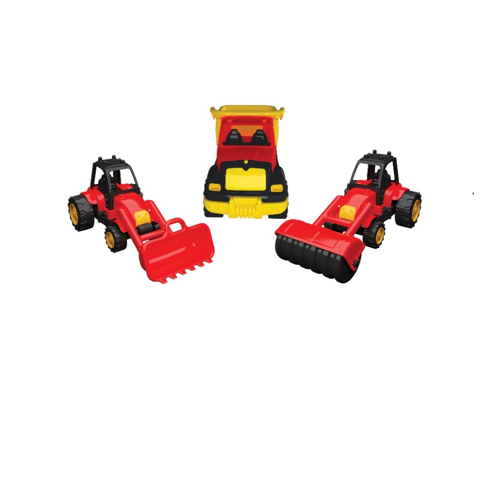 Набор из 3-х красных машин для укладки асфальта 35 см (Т8-013)