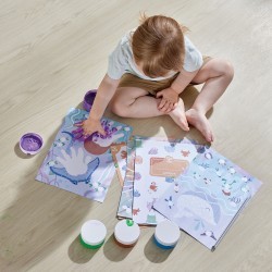 Пальчиковая раскраска "Юный Пикассо", пальчиковая краска 4х цветов, 11 листов раскраски, держатель (E2005_HP)