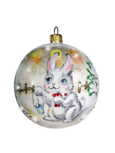 Картина Шар символ года Кролик с фонариком с кристаллами Swarovski (2612)