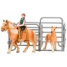 Игрушки фигурки в наборе серии "На ферме", 6 предметов: Авелинская лошадь и жеребенок, наездник, ограждение-загон, инвентарь (ММ205-018)
