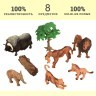 Набор фигурок животных серии "Мир диких животных": семья львов, овцебык, слоненок (набор из 8 предметов) (MM211-273)