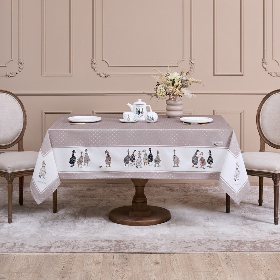 Скатерть "family farm" 160х220см , 100% хлопок, капучино, твил, пропитка Lefard (850-749-21)