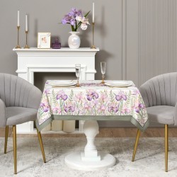 Скатерть ирисы 110х140см ,белый, 100% хлопок,твил пропитка Lefard (850-743-20)