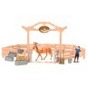 Набор фигурок животных  серии "Мир лошадей": Конюшня игрушка, Авелинская лошадь, фермер, инвентарь -  10 предметов (ММ205-059)