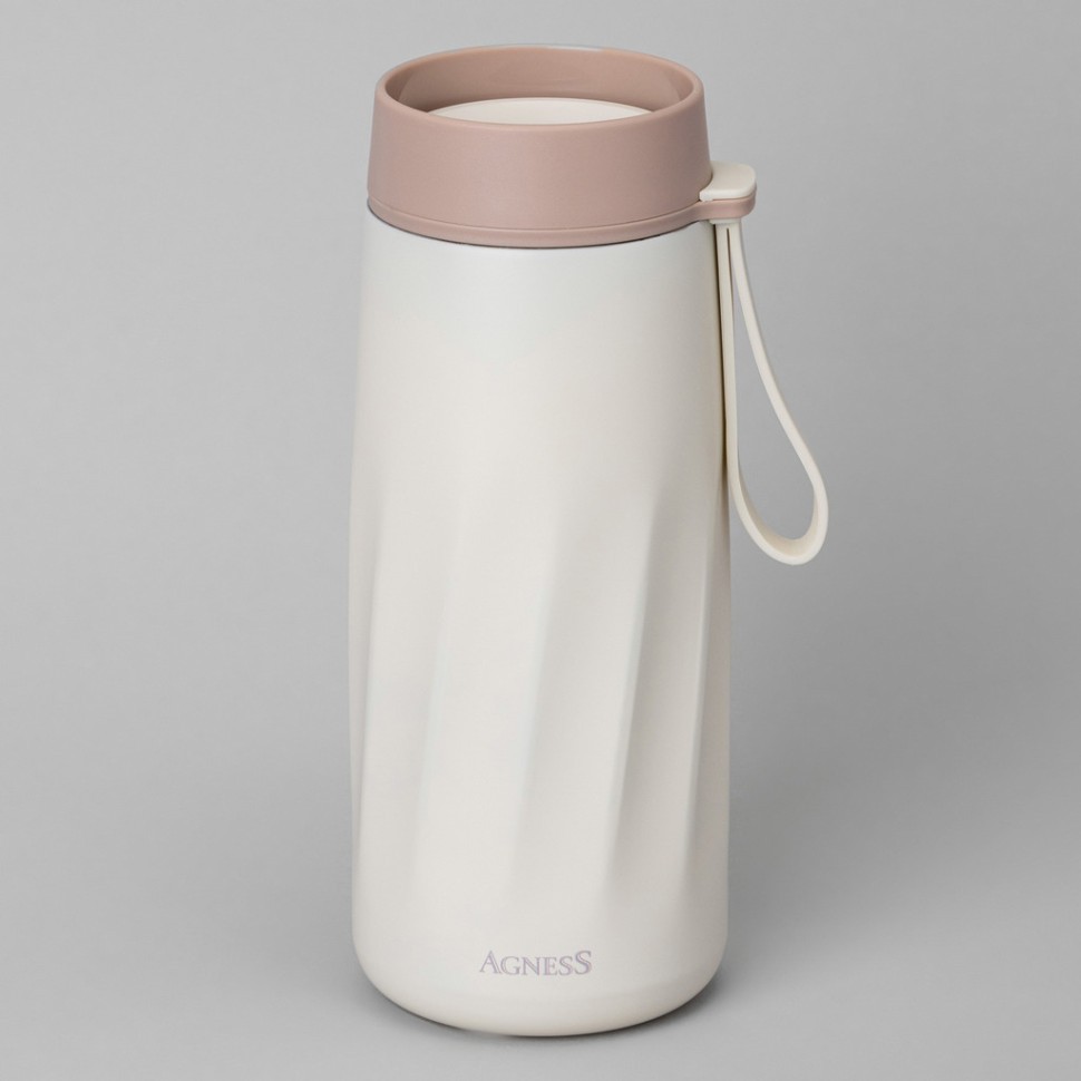 Термокружка curl ivory 400 мл, колба нерж.сталь 18/10 Agness (798-100)