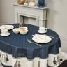 Скатерть овальная "family farm" 140х180см ,синий,100% хлопок,твил,с пропиткой Lefard (850-742-27)