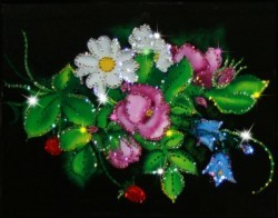 Картина Шиповник с кристаллами Swarovski (1316)