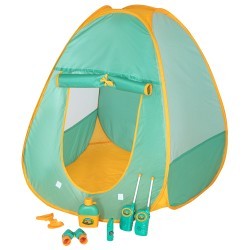 Детская игровая палатка "Набор Туриста" с набором для пикника 6 предметов: фляга, лопатка, бинокль, рации 2 шт., мультиприбор (свисток, фонарик, компа (G209-010)